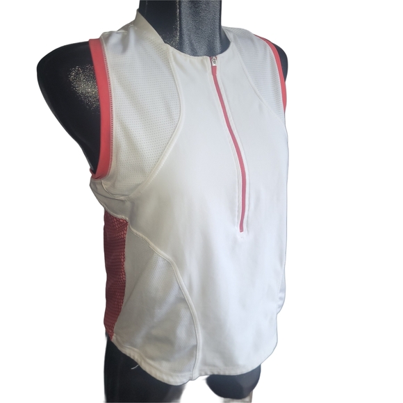 Nike White And Red Sleeveless Running Activewear Top L - Picture 2 of 6